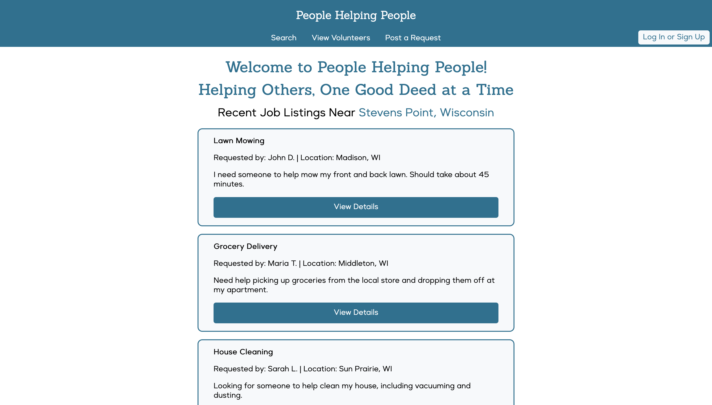 A photo of a website for People helping People